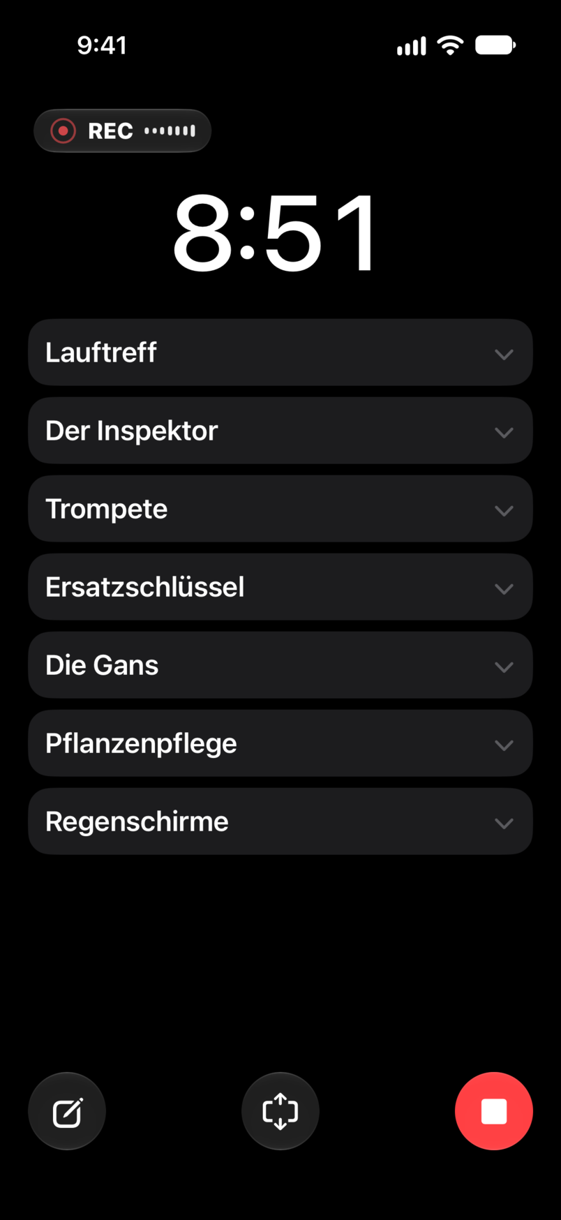 Live-Show: verstrichene und verbleibende Zeit, Aufnahme, mit dem Set unter dem Timer