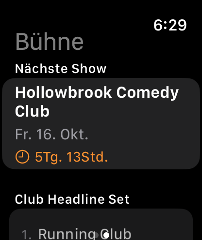 Bitbook auf der Apple Watch: die nächste Show mit ihrem Set darunter