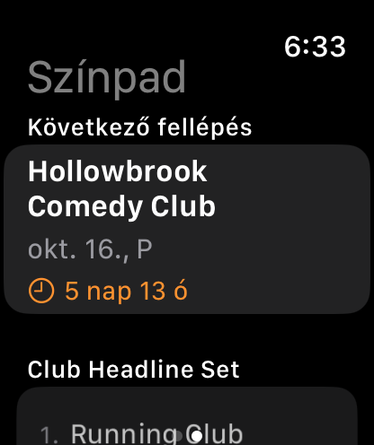Bitbook az Apple Watchon: a következő fellépés, alatta a setje