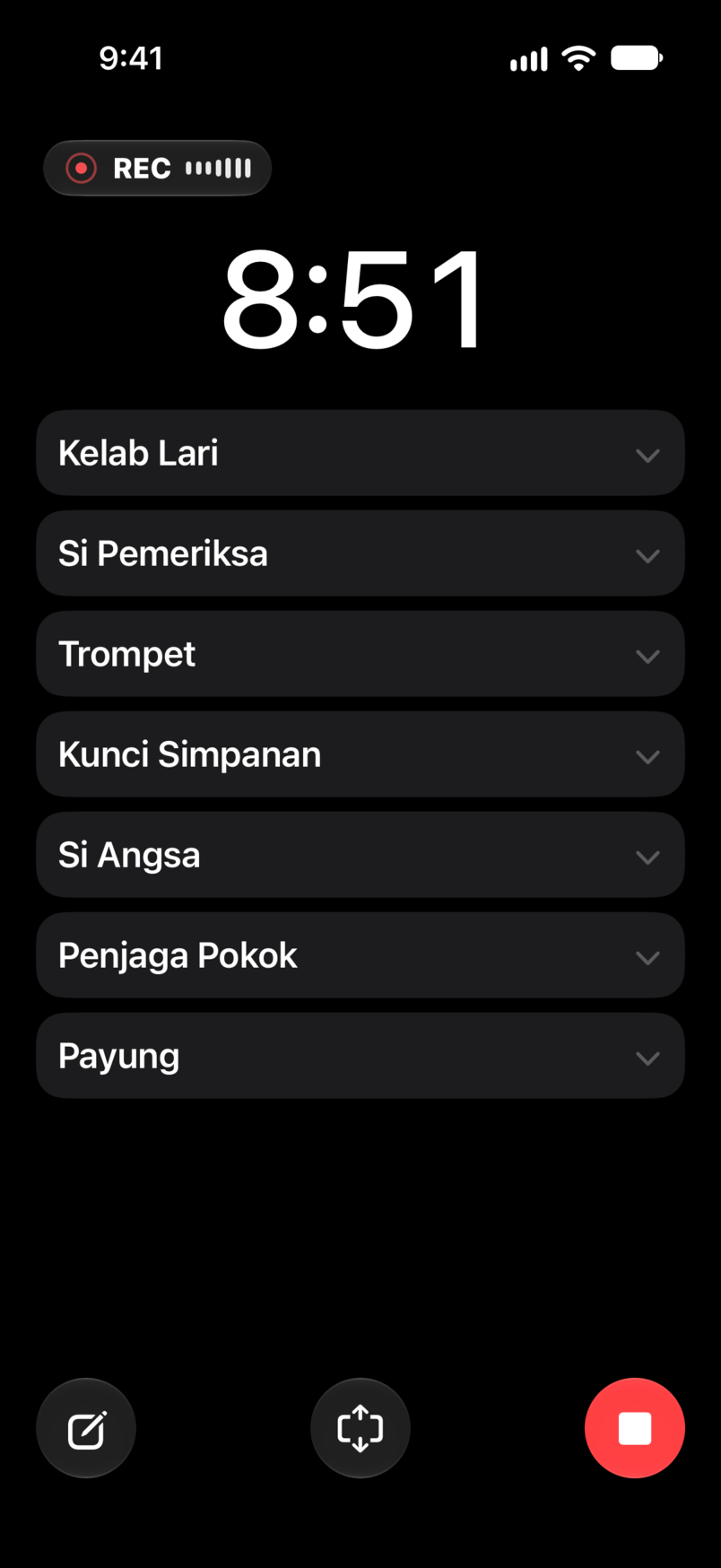 Persembahan Langsung: masa berlalu dan berbaki, rakaman, dengan Set di bawah pemasa