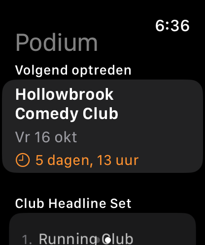 Bitbook op de Apple Watch: het volgende optreden, met de set eronder