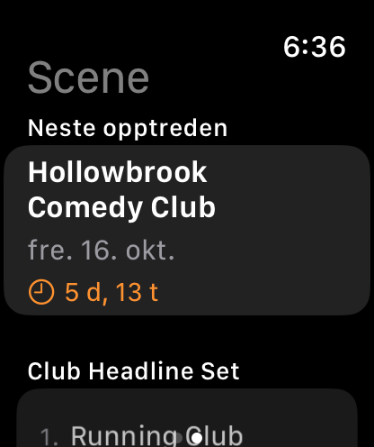 Bitbook på Apple Watch: neste opptreden, med settet under