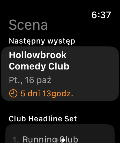 Bitbook na Apple Watch: najbliższy występ, a pod nim jego set