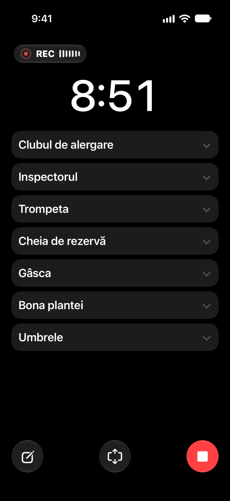 Spectacol live: timpul scurs și cel rămas, înregistrare, cu setul sub cronometru