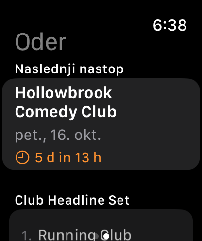 Bitbook na Apple Watchu: naslednji nastop, pod njim njegov set